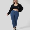 Plus + Kurve HALARA | Halaramagic Crossover-Arbeitsleggings Aus Gewaschenem, Dehnbarem Denim Mit Seitentaschen In Ubergrose