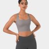 Oberteile HALARA | Ruckenfreies, Uberkreuztes, Kurzes Cool-Touch-Yoga-Tanktop Aus Cloudful Air-Gewebe Mit Quadratischem Ausschnitt