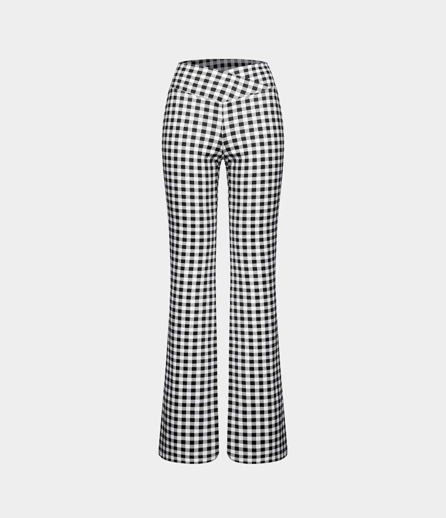 Leggings HALARA | Hoch Taillierte Crossover Vintage Plaid Casual Super Flare Hose