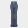 Denim HALARA | Halaramagic Lassige Flare-Jeans Aus Gewaschenem, Dehnbarem Strick Mit Hoher Taille Und Ziernahten