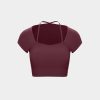 Kleidung HALARA Cropped Tops | Geripptes, Kurzarmliges, Kurzarmliges Yoga-Sportoberteil Mit Neckholder