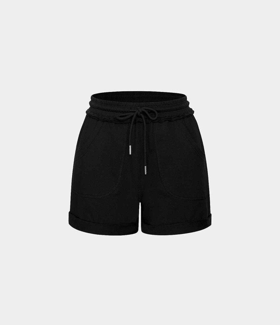 Kleidung HALARA Shorts Und Bikerhosen | Lassige Baumwoll-Shorts Mit Mittelhohem Bund, Kordelzug Und Seitentasche, Gerollter Saum, 10,2 Cm (4 Zoll)