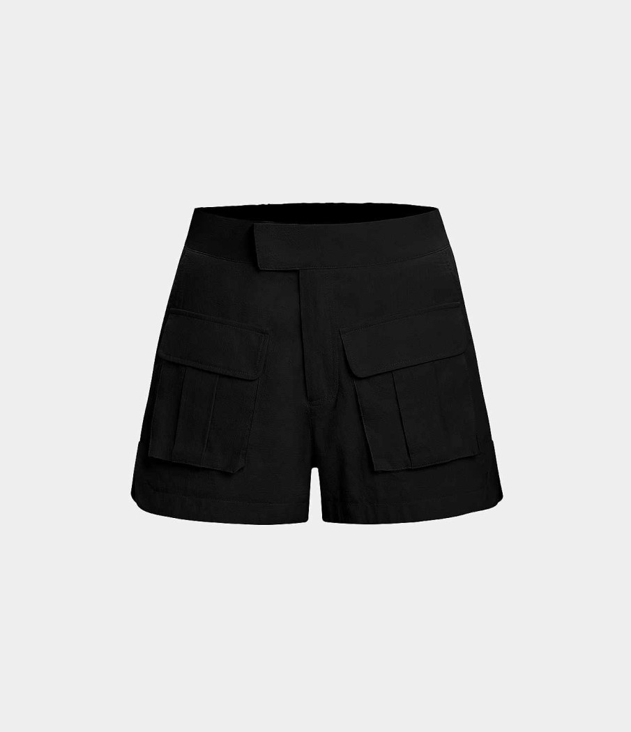 Jogginghosen Und Hosen HALARA | Lassige Cargo-Baumwollshorts Mit Hoher Taille Und Seitlichem Reisverschluss, Abgerundeter Saum, 6,3 Cm (2,5 Zoll)