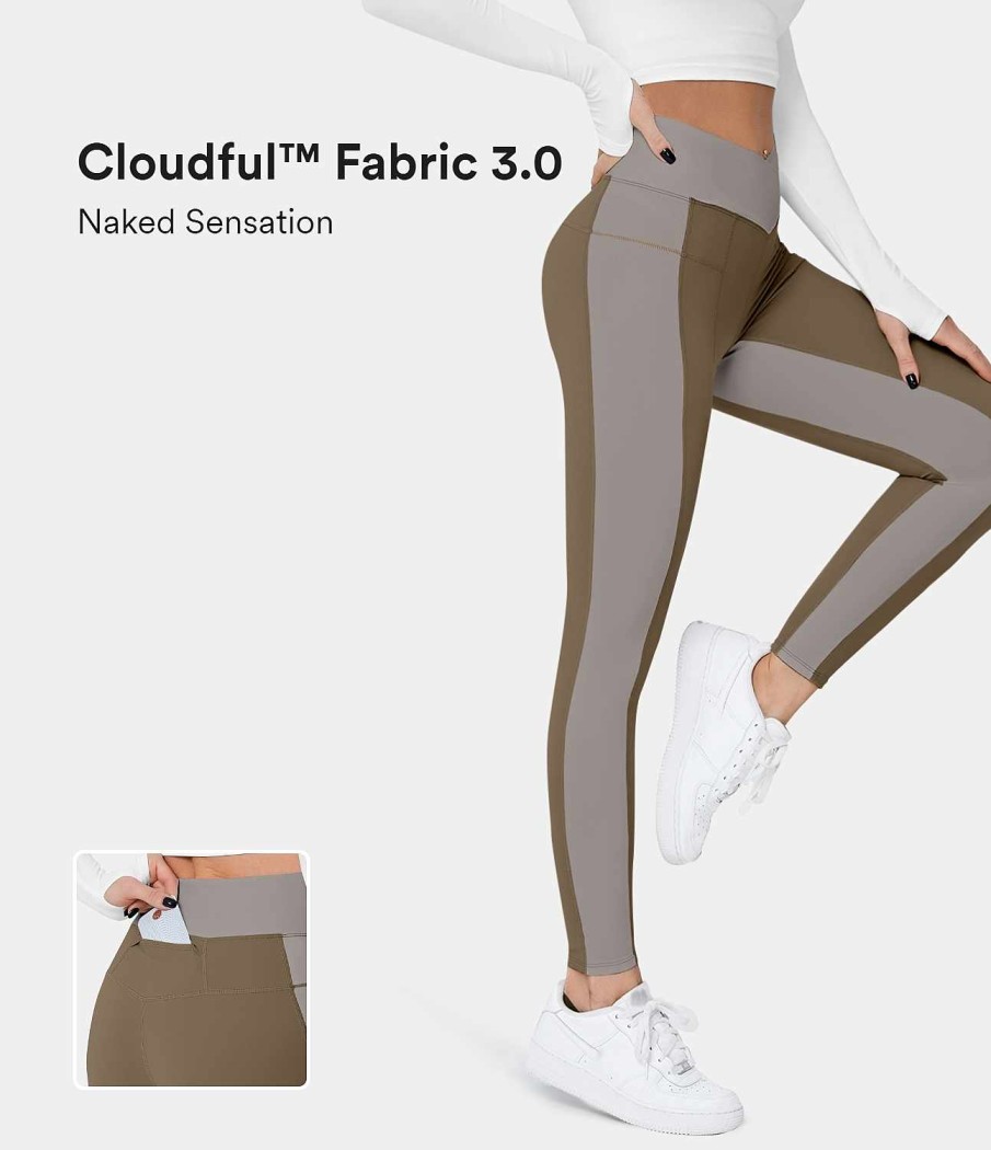 Leggings HALARA | Cloudful Fabric 3.0 Mid Rise Crossover Farbblock-7/8-Yoga-Leggings Mit Tasche Am Bund Hinten