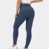 Denim HALARA | Halaramagic Lassige Leggings Aus Hoch Tailliertem, Geknopftem Po-Lifting-Denim Mit Coolem Touch, Atmungsaktiv, Gewaschen, Dehnbar