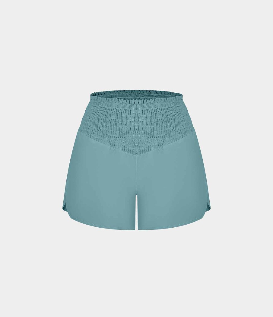 Kleidung HALARA Shorts & Bikershorts | Breezeful Hoch Taillierte, Geraffte Seitentaschen, Abgerundeter Saum, Schnell Trocknende Freizeitshorts 3''