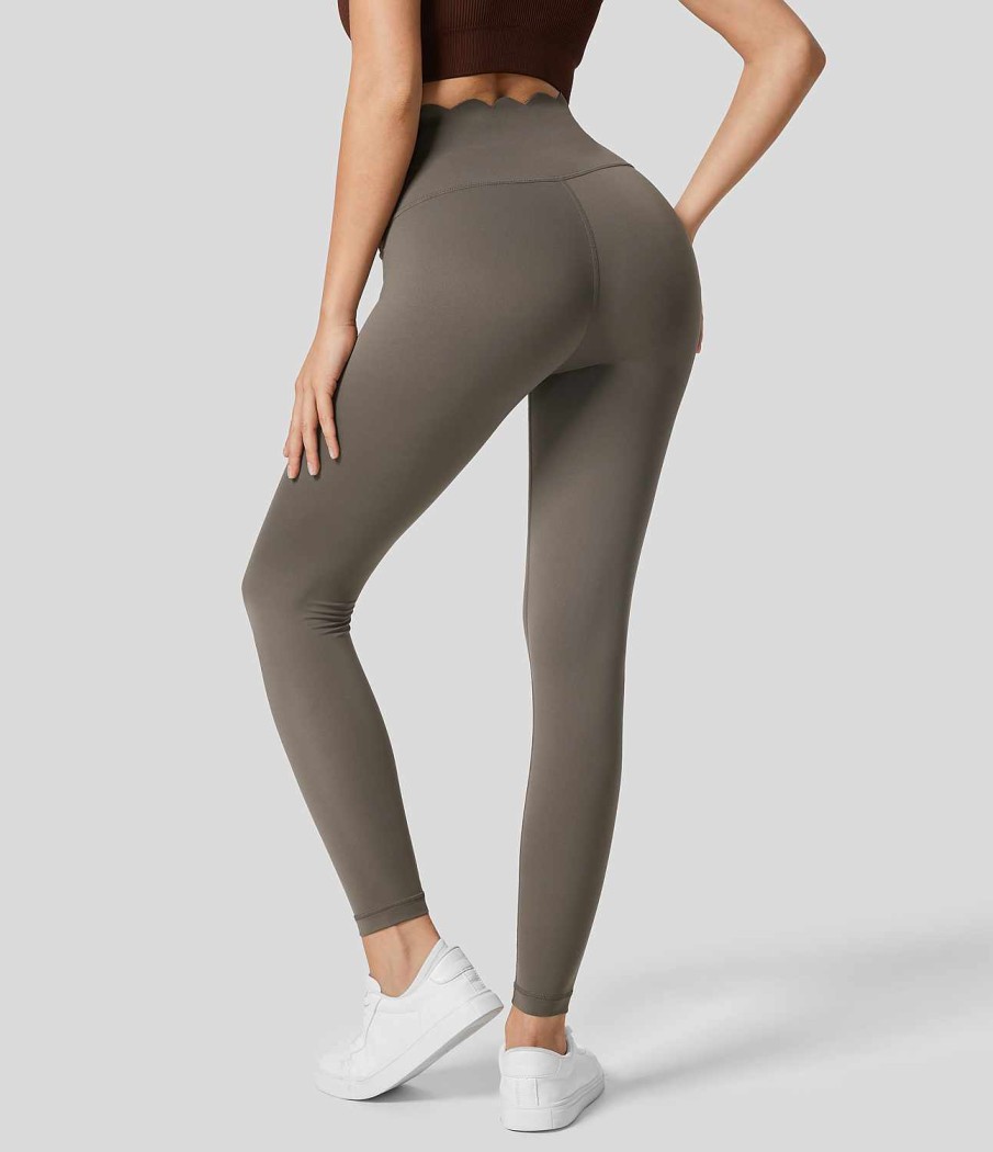 Kleidung HALARA Leggings | Hoch Taillierte Yoga-7/8-Leggings Mit Muschelbesatz