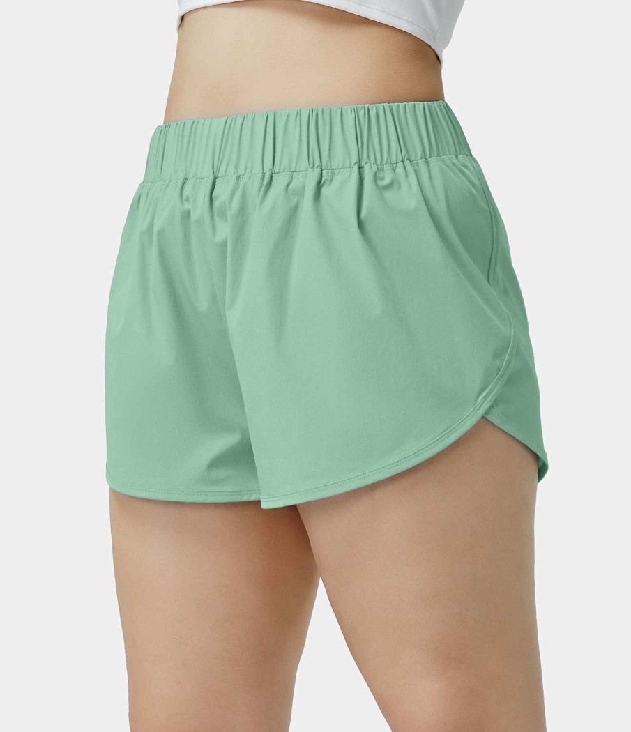 Shorts Und Biker HALARA | Hoch Taillierte Dolphin Hem Run Plus Size Shorts 2,5"