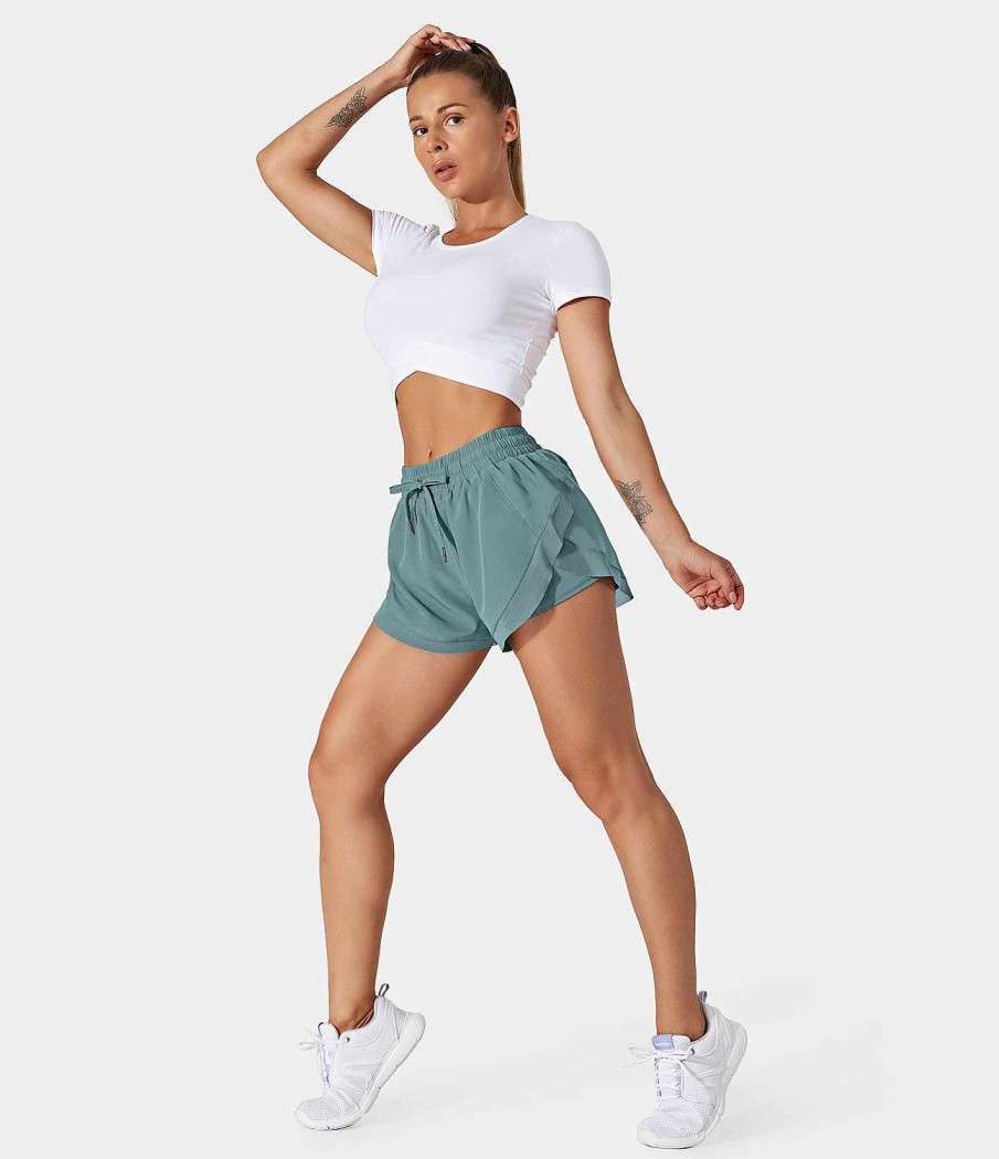 Kleidung HALARA Shorts & Bikershorts | 2-In-1-Shorts Aus Fliesendem Mesh Mit Kordelzug Und Kontrast