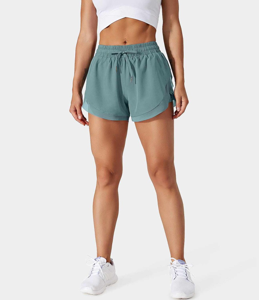 Kleidung HALARA Shorts & Bikershorts | 2-In-1-Shorts Aus Fliesendem Mesh Mit Kordelzug Und Kontrast