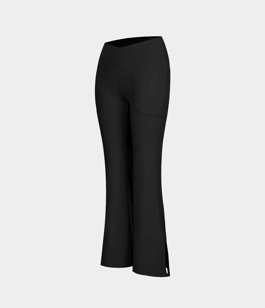 Leggings HALARA | Uberkreuzte, Ausgestellte Leggings Mit Taschen Und Geteiltem Saum In Voller Lange Smile