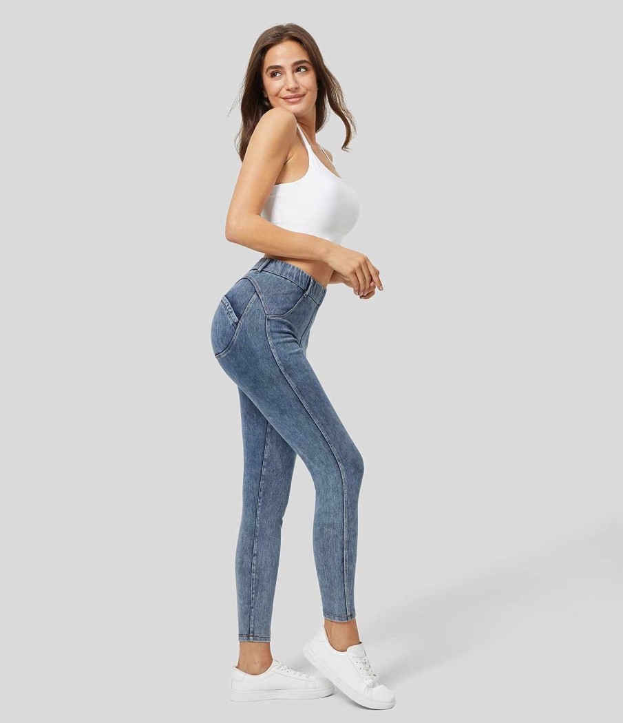 Leggings HALARA | Halaramagic Lassige Skinny-Jeans Aus Elastischem Strick Mit Hoher Taille Und Seitentasche Hinten