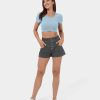 Denim HALARA | Halaramagic Freizeitshorts Aus Atmungsaktivem, Gewaschenem, Dehnbarem Strickdenim Mit Hoher Taille Und Knopfleiste Und Seitentasche. Cool Touch