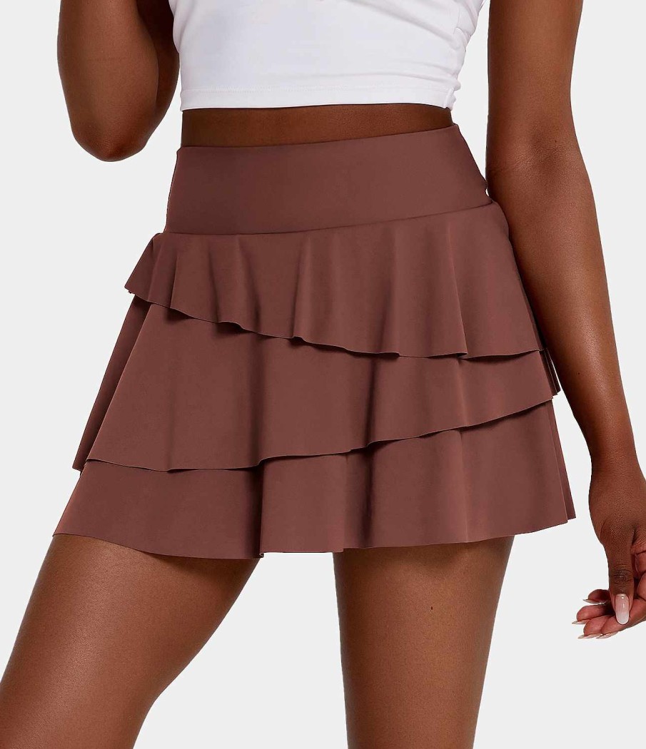 Rocke Und Skorts HALARA | 2-In-1-Tennisrock Mit Hohem Bund Fur Jeden Tag Truffel