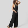 Kleidung HALARA Jumpsuits | Lassiger Overall Mit U-Ausschnitt, Armellosen Taschen Und Geradem Bein