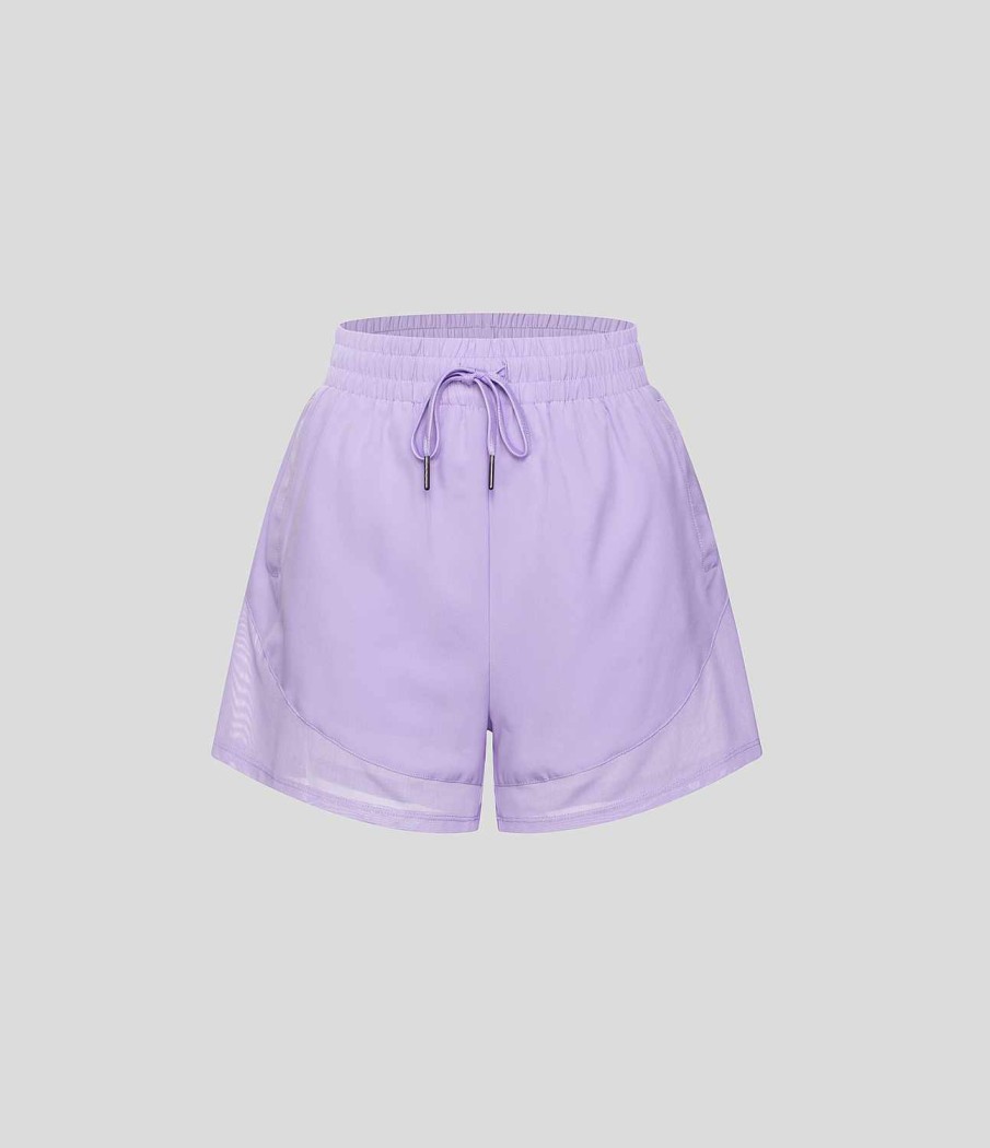 Kleidung HALARA Shorts Und Bikerhosen | Hoch Taillierte, Lassige 2-In-1-Shorts Mit Kordelzug Und Seitentaschen Aus Kontrastierendem Mesh