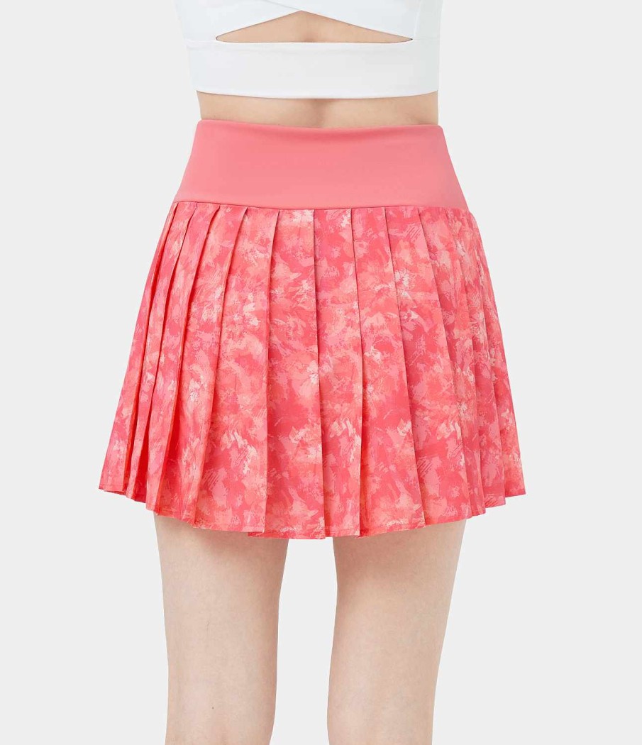 Rocke Und Skorts HALARA | Breezeful Hoch Taillierte A-Linien-Mini-Shorts Mit Falten, Schnell Trocknend, Lassiger Rock, Farbdruck, Kein Futter