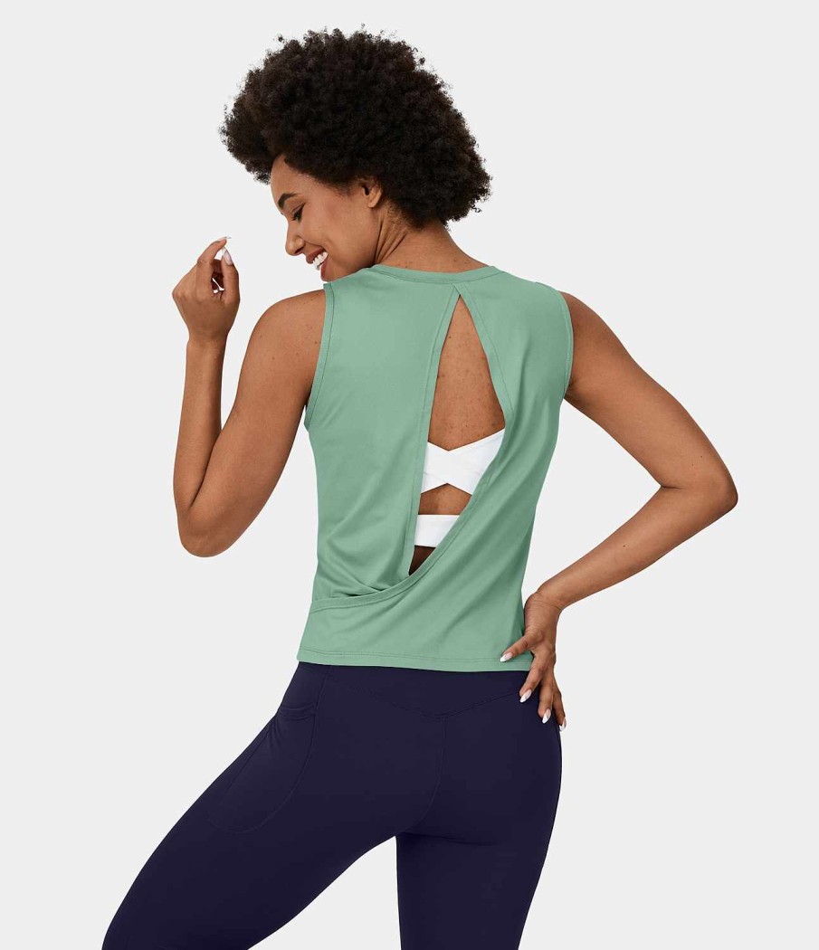 Oberteile HALARA | Crossover-Yoga-Tanktop Mit Rundhalsausschnitt Und Cut-Outs