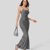 Kleider HALARA | Transparentes, Ruckenfreies, Figurbetontes Maxi-Slip-Partykleid Mit Verstellbaren Tragern In Metallic-Optik