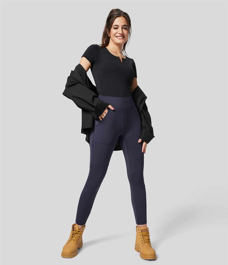 Leggings HALARA | Cloudful Air Fabric Mid Rise Arbeits-7/8-Leggings Mit Mehreren Taschen