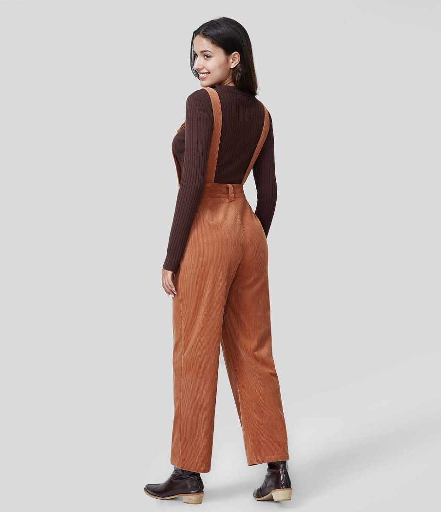 Kleidung HALARA Overalls | Verstellbarer Riemen, Geruschte Seitentasche, Unsichtbarer Reisverschluss, Legere Cord-Overalls