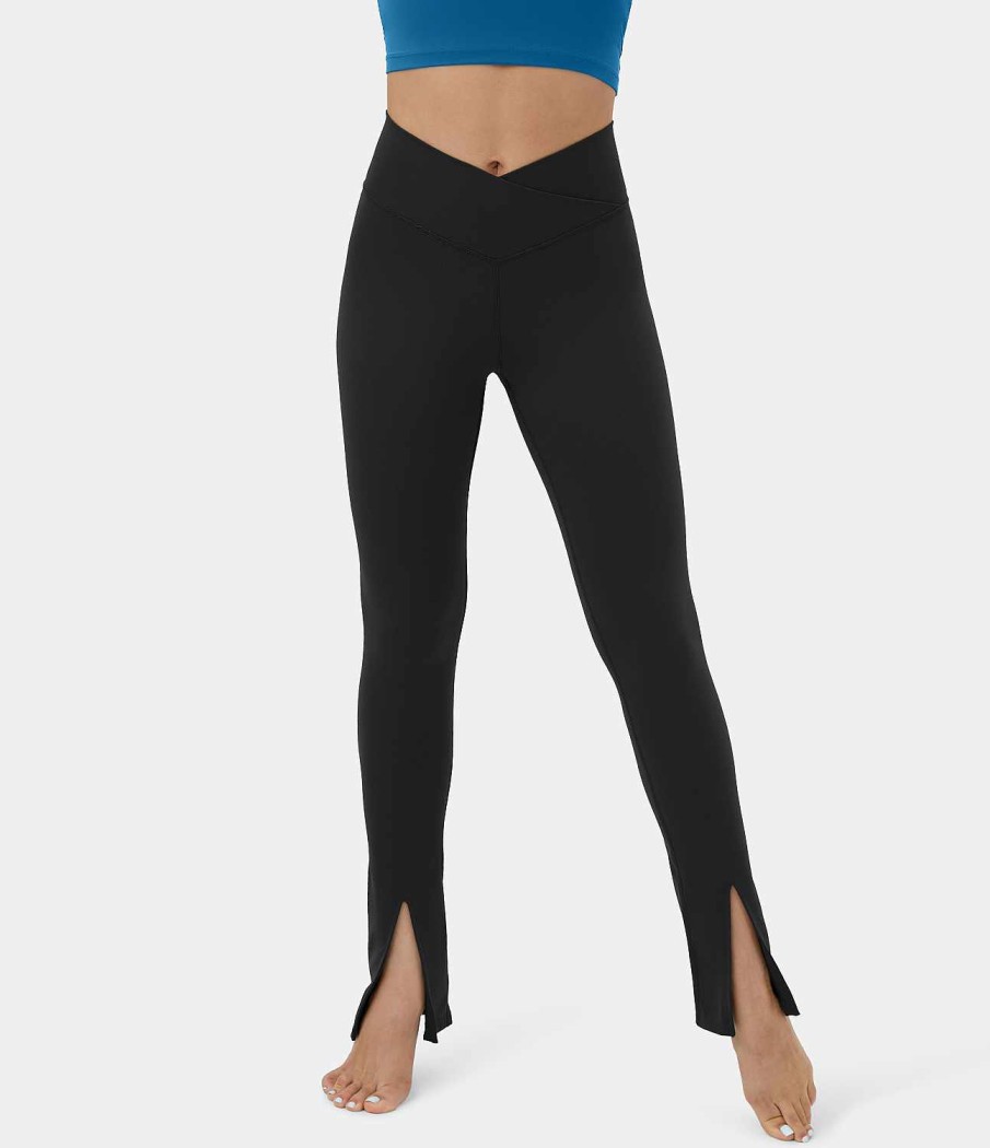 Leggings HALARA | Yoga-Leggings Aus Cloudful -Stoff Mit Uberkreuztem Bund Und Taschen Und Geteiltem Saum