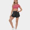 Rocke Und Skorts HALARA | Cloudful Shine Fabric Hoch Taillierte, Geteilte 2-In-1-Shorts Aus Dehnbarem, Kausalem Kunstleder Mit Foliendruck, 2,5''