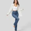 Denim HALARA | Halaramagic Lassige Flare-Leggings Aus Dehnbarem Strickdenim Mit Hoher Taille Und Gesastasche