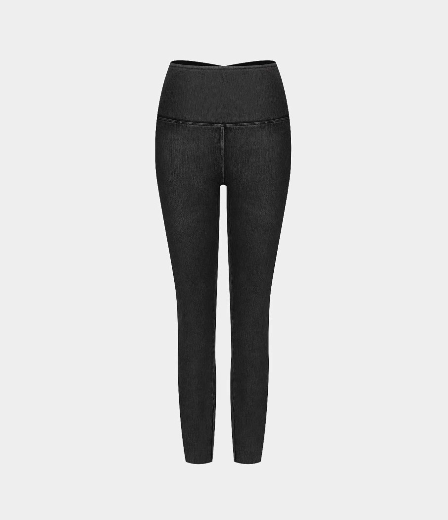 Denim HALARA | Halaramagic Lassige Leggings Aus Dehnbarem Strickdenim Mit Hoher Taille