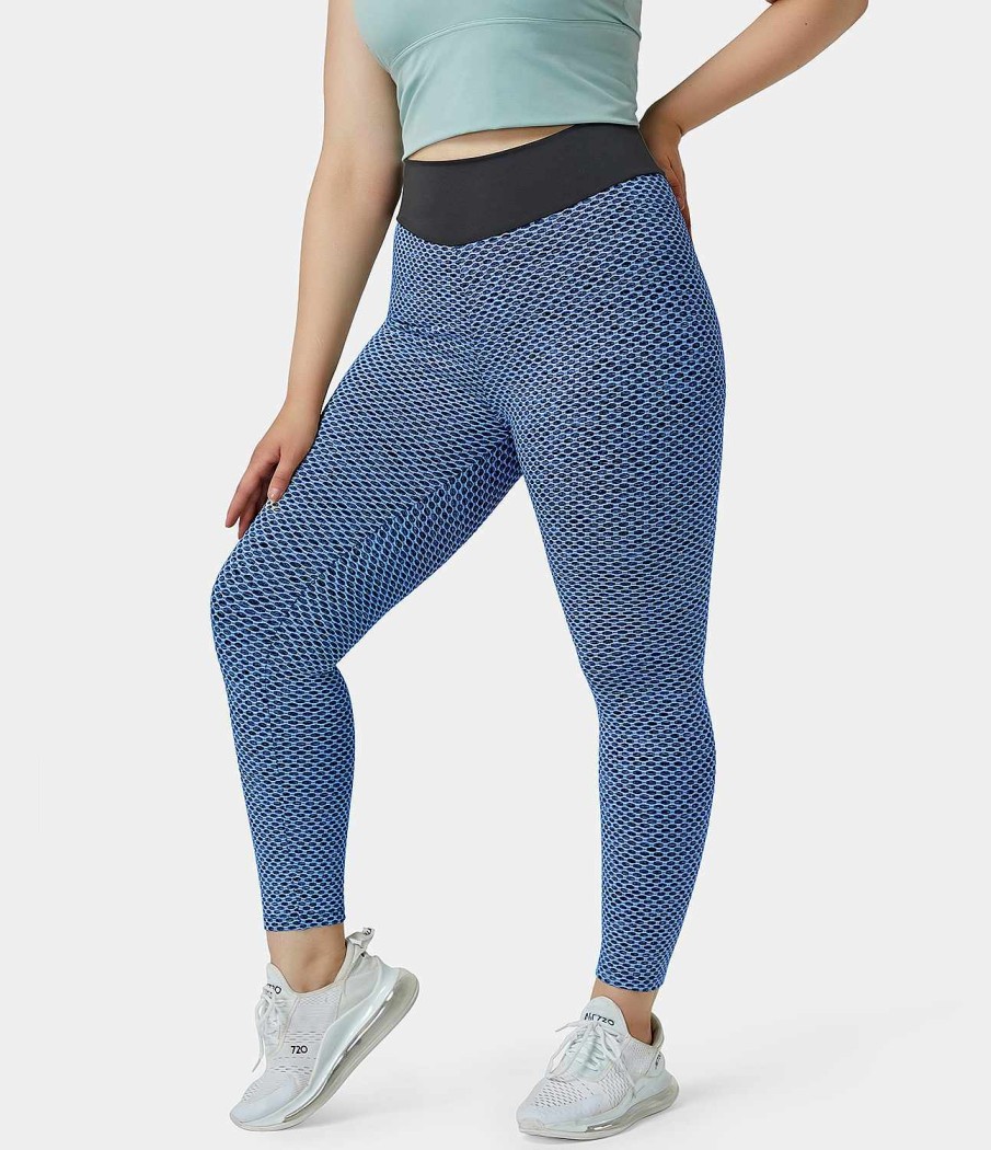 Plus + Kurve HALARA | Strukturierte Leggings In Ubergrose 7/8 Mit Hoher Taille